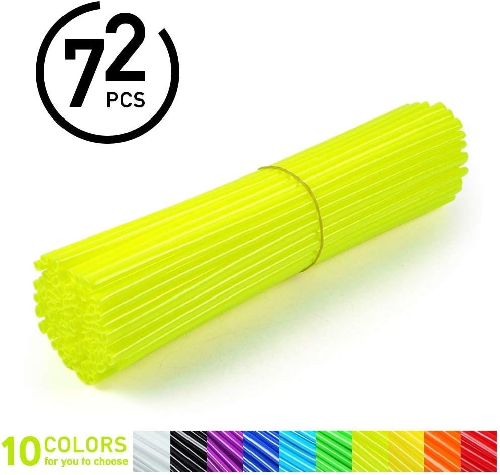 72Pcs Spoke Skins - Motocross Wheel Covers Spoke Skin Covers Flow Yellow Spoke Covers Motorcycle Guard Wraps Kit Dirt Bikes - 10 Colors (Color : Bright Yellow)