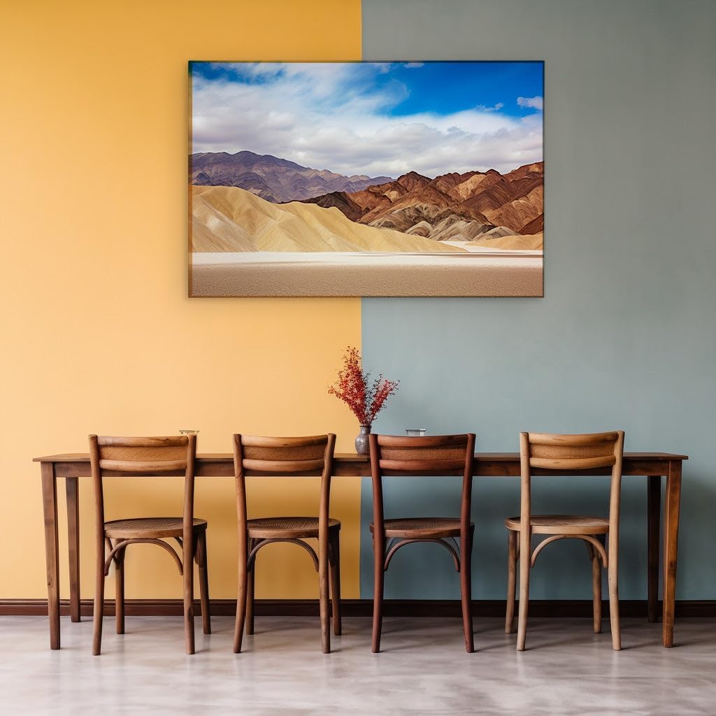 Canvas for Living room. Whispers of Sands Under the Endless Blue: A Journey Across the Vibrant Desert Expanse, 27 x 18 inch Canvas Wall Art - Ready to Hang - 69x46 cm (27x18 inch)