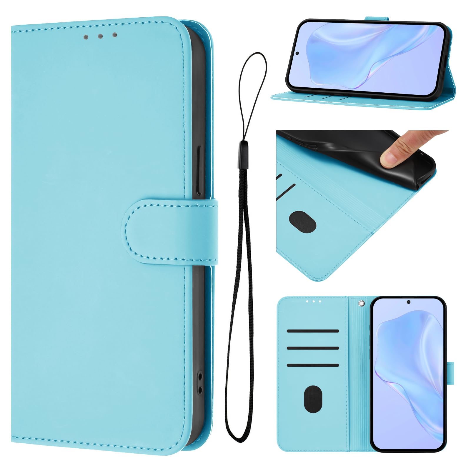 Case Compatible With TCL 503, RFID Block Magnetic Flip Leather Shockproof Protective Cover With Card Slots, Kickstand