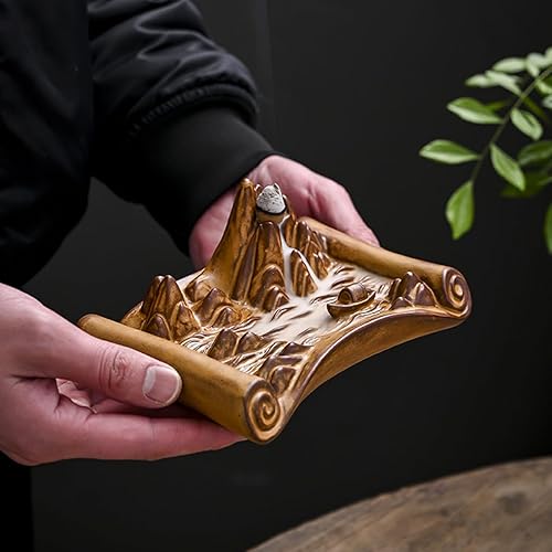 Miniatura 4 de A.B Crew Quemador de incienso de cerámica de montaña con conos de incienso, reflujo, quemador de cono de incienso, cascada, soporte para cono de