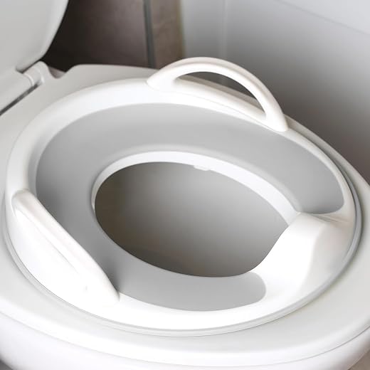 INOVERA (LABEL) Baby Training Toilet Seat – Kids Toddler Potty Trainer Cover with Handle for 1 to 5 years Boys & Girls (Grey)