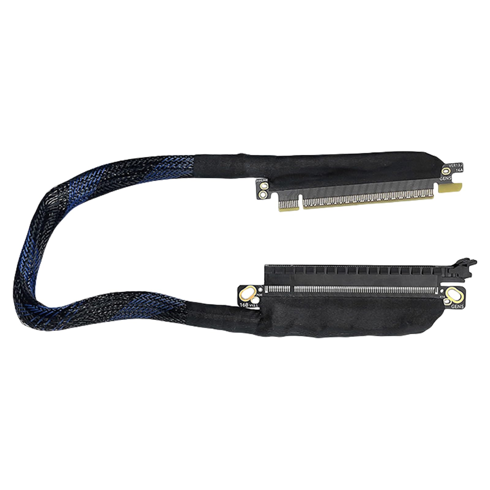 Jazuaiao Loss PCIe5.0 X16 Left Exit GPU Extension Cord 180 Degree Turn Design with Abrasion Resistant Meshes Harness Risers