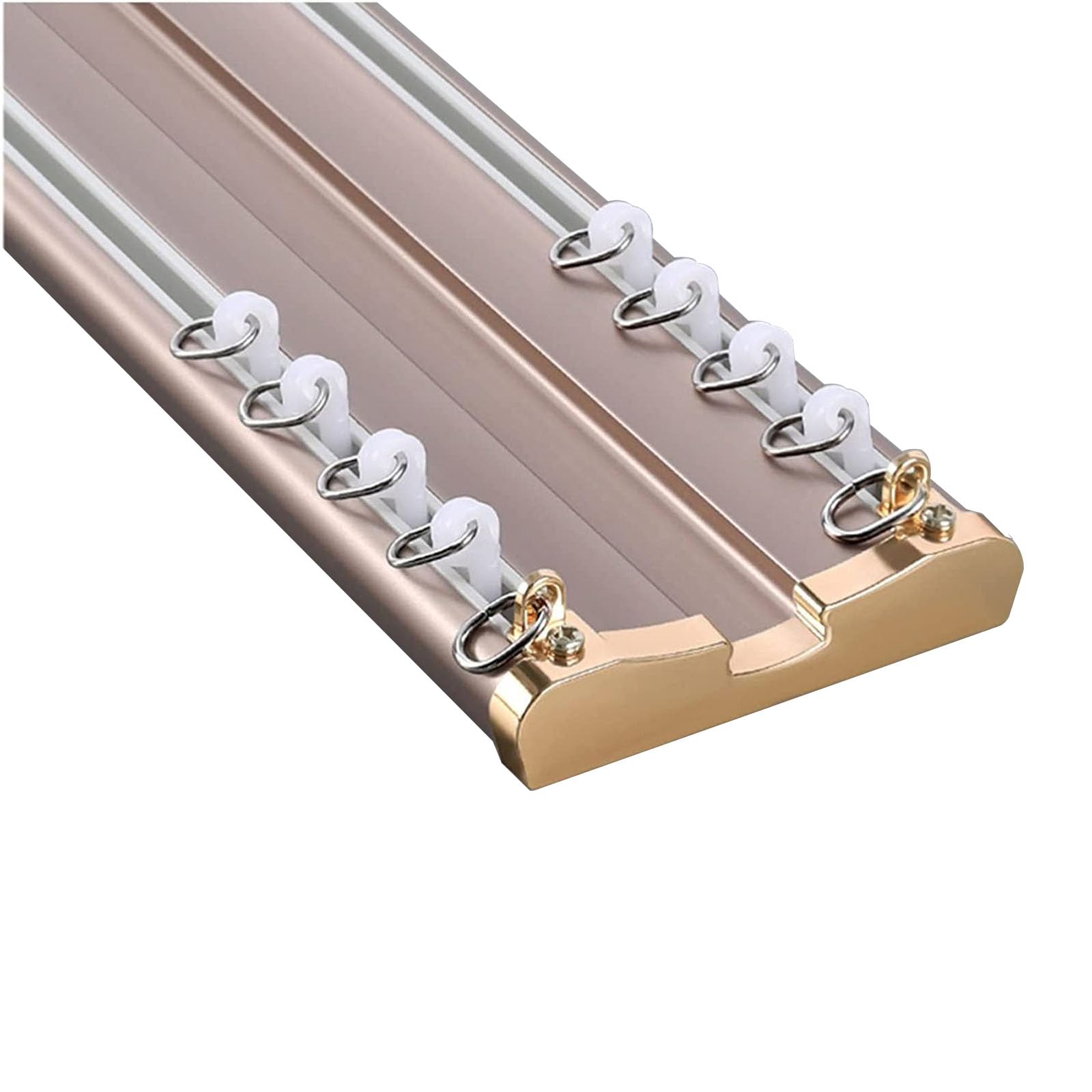 Pôles et Pistes pour Rideaux Ensemble de Rails à Rideaux Doubles en Aluminium for Montage au Plafond, très résistants, 5 m(Rose Gold,3.5M)