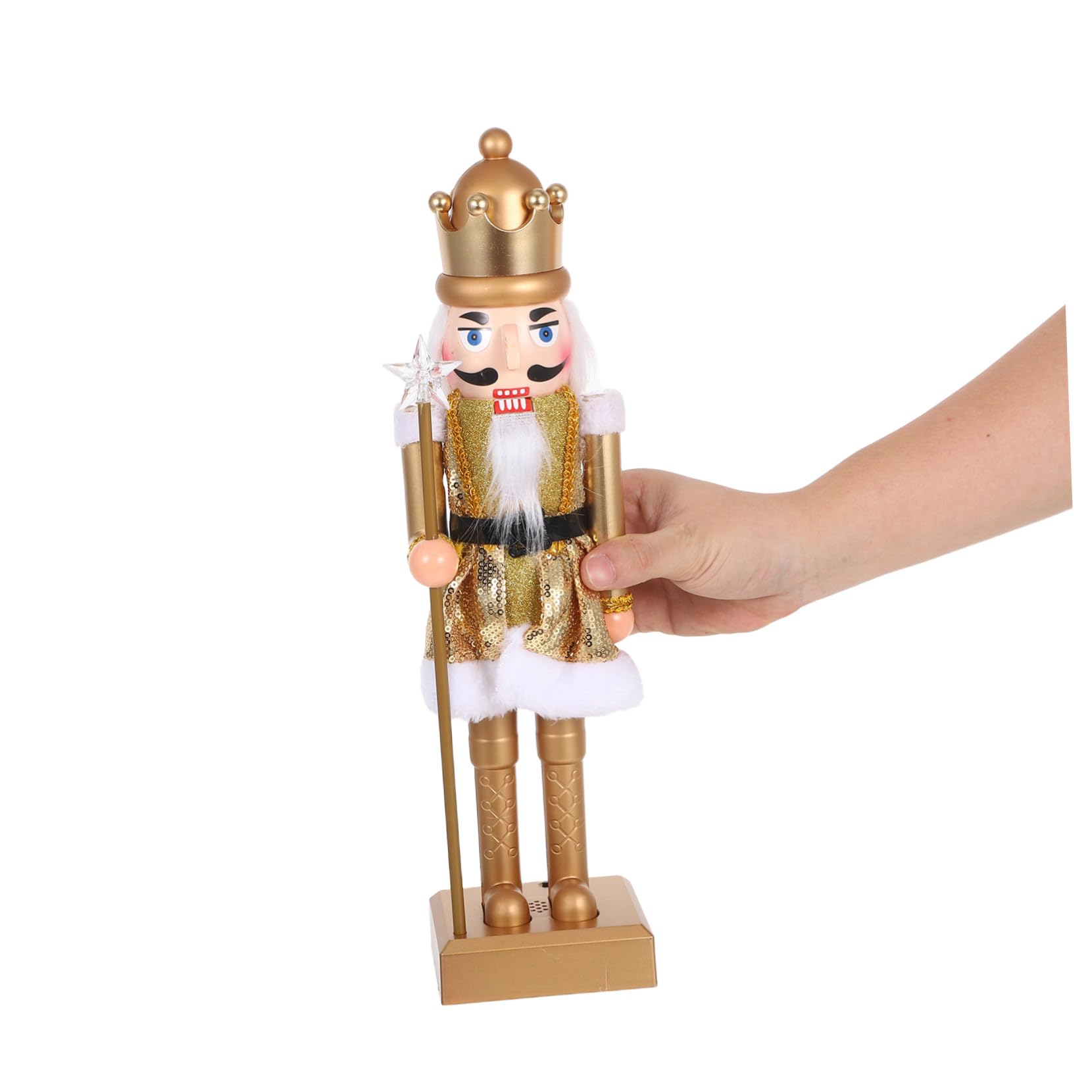 OUNONA Świąteczna Figurka Nutcracker z Tworzywa Sztucznego z Podświetleniem LED i Muzyką Dekoracja Stołu i Kominka Boże Narodzenie Ozdoba Świąteczny Wystrój Salonu i Biura