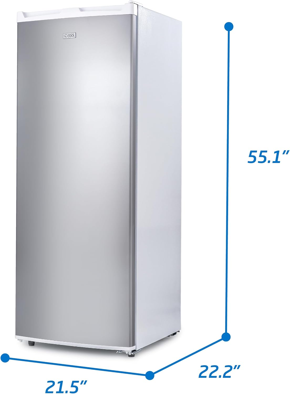 Commercial Cool Upright Freezer, Stand Up Freezer 6 Cu Ft with Reversible Door, White with VCM Door
