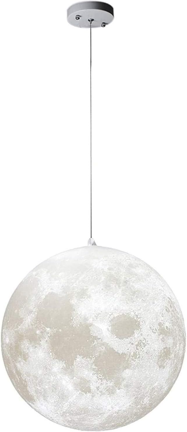 U-HOOME Moon Pendant Light 3D Printing Moon Round Ball Hanging Light Modern Art Chandelier Lighting Hanging Moon Lamp Bedroom Dining Bar Children's Room Balcony Creative Pendant Lamp