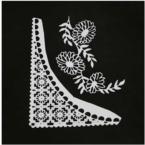 Miniatura 3 de Flwoer - Plantillas de corte con borde de encaje para boda, troqueles de metal en esquina, troqueles de corte de hojas para manualidades, tarjetas