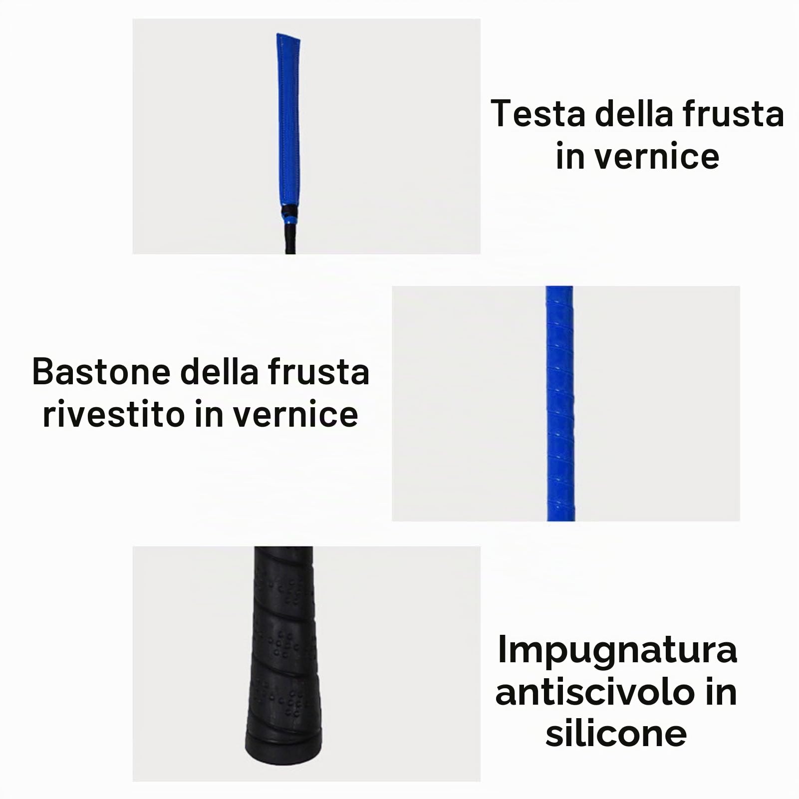 Tyenaza Frustino da Equitazione per Cavallo, Frustino da Equitazione in Pelle Verniciata con Manico in Silicone Antiscivolo per Gare di Sport equestri