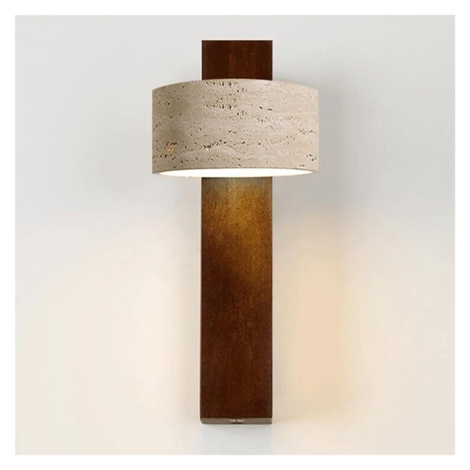 Yellow Travertine Wall Lamp, Rotatable Solid Wood Bedside Lamp Japanese Wabi-sabi Style Sconce Light For Bathroom, Bedroom, Living Room Minimalist Travertine Wall Sconce Modern Fixtures(Walnut)