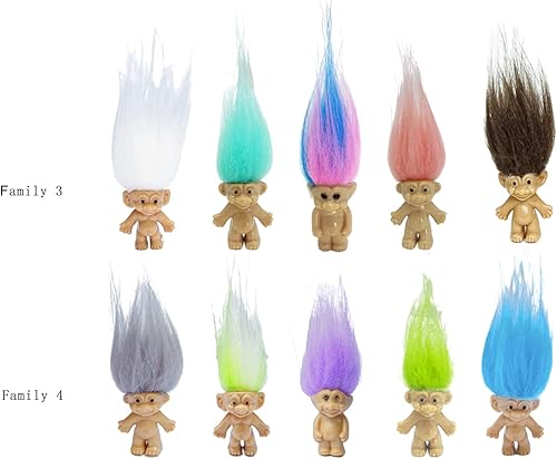 Miniatura 3 de Mini muñecas Troll, de PVC, vintage, Trolls de la suerte, mini figuras de acción, cromáticas, adorable colección de chicos pequeños, proyecto