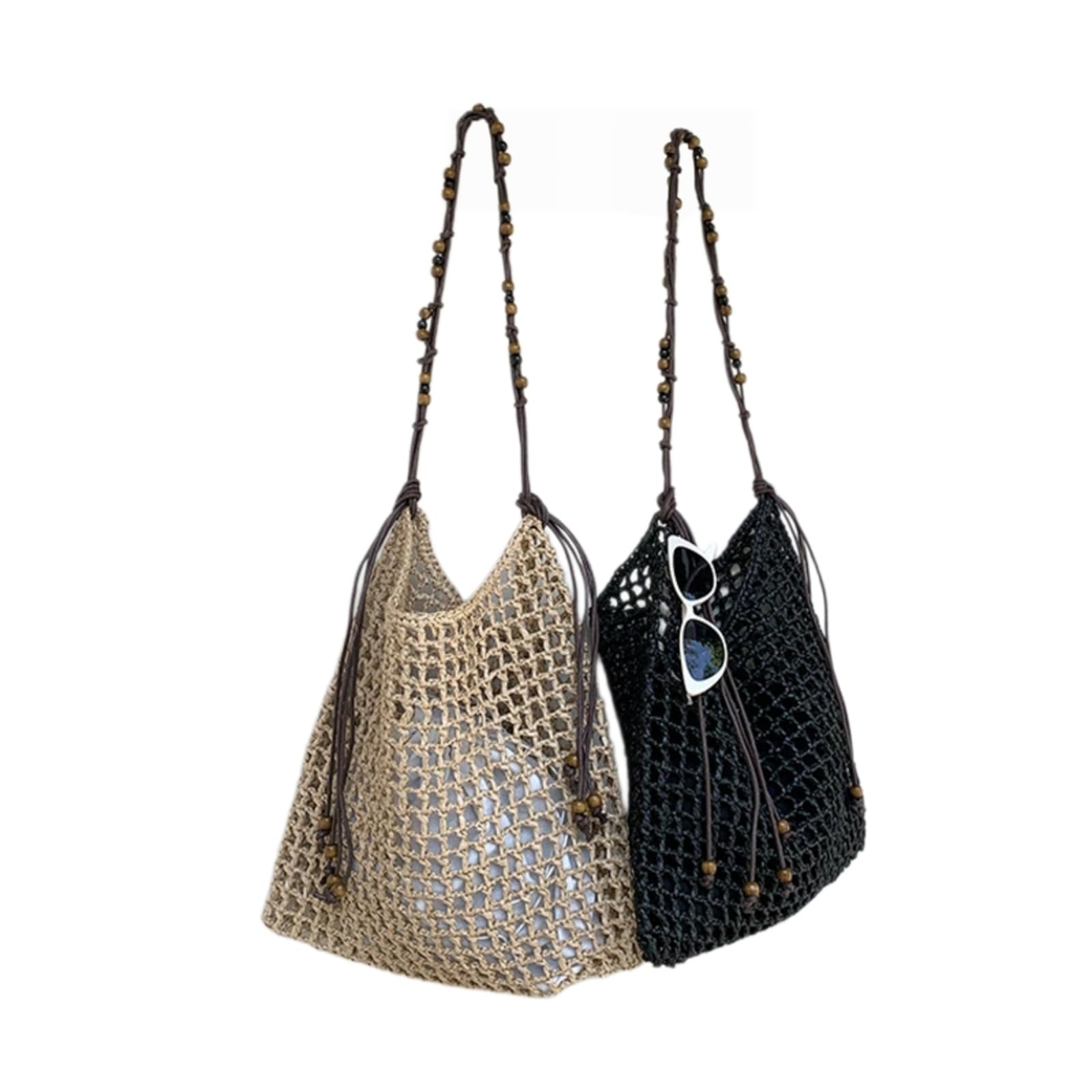 Beauty Case Borsa A Spalla Retro Elegante per Vacanze Estive di Grande capacità-Black