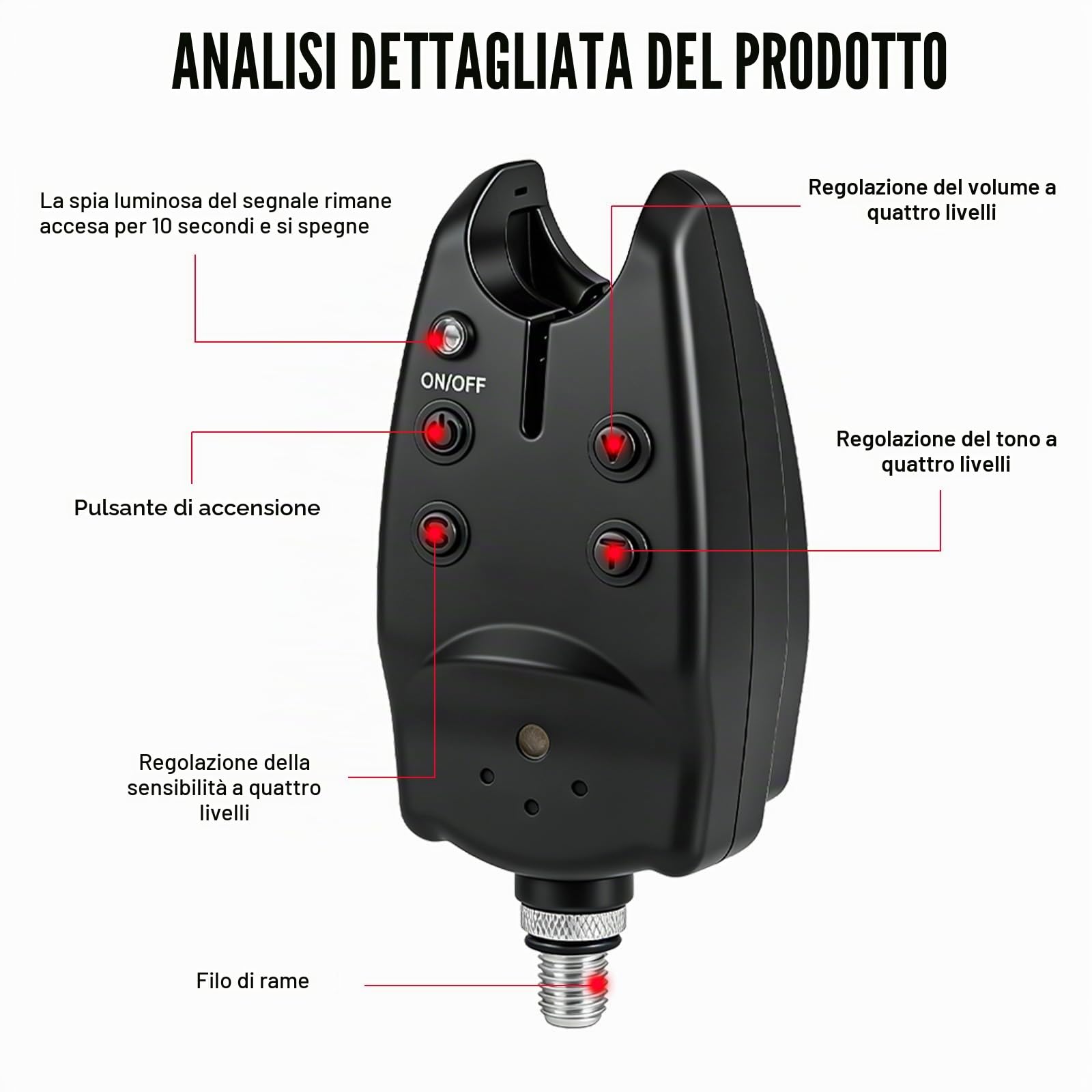 Set di 3 indicatori di abboccata senza fili per pesca alla carpa e LED Swinger, indicatori di allarme a LED, accessori da pesca, segnalatori di abboccata con radio, per pesca notturna e multicanna