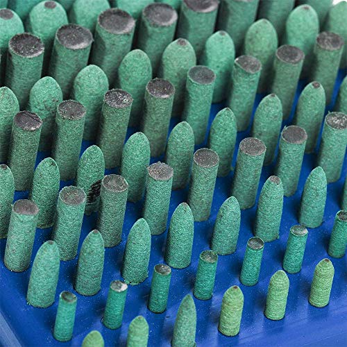 Eagles Polishing Accessories 100Pcs Rubber Grinding Heads,3Mm Shank Assorted Accessory, Mounted Point Wheel Head Kit Polish Rotary Tools - Free Finger Cots(Green) #TOP6