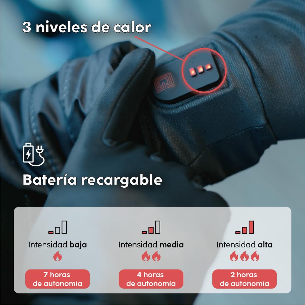 G-HEAT – Guantes calefactores Street – Mixtos – A prueba de viento – Detergente – Grip de silicona. Usos: bicicleta, desplazamientos urbanos, Enfermedad de Raynaud. Incluye 1 par de baterías y cable