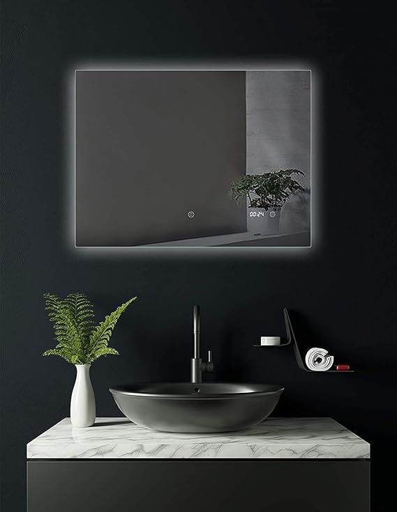 Miroir De Salle De Bain Intelligent Anti-buée 80x60cm - Éclairage LED 3 Couleurs (3000K/4500K/6500K) - Bluetooth - IP44