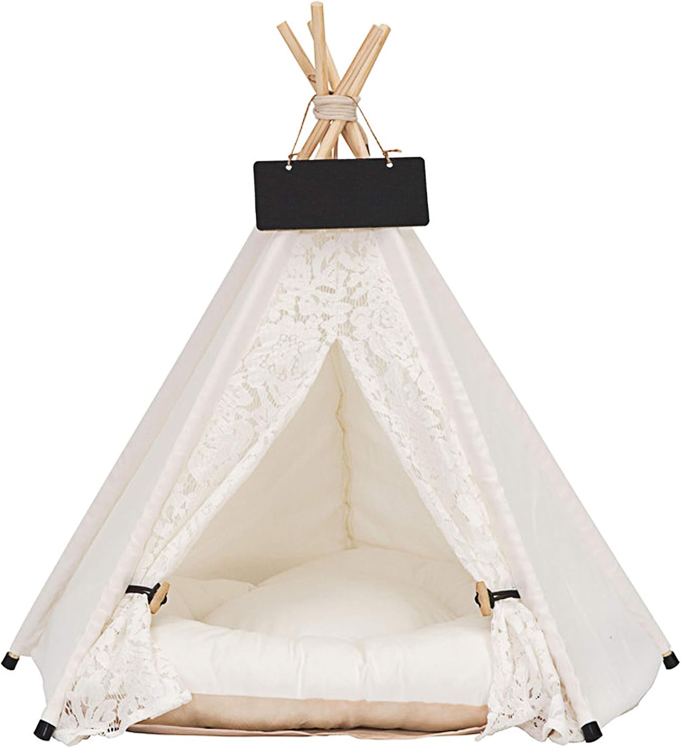 ANPPEX Dog Tent Bed with Cushion, Large Pet Dog Teepee Tent, Dog House Indoor