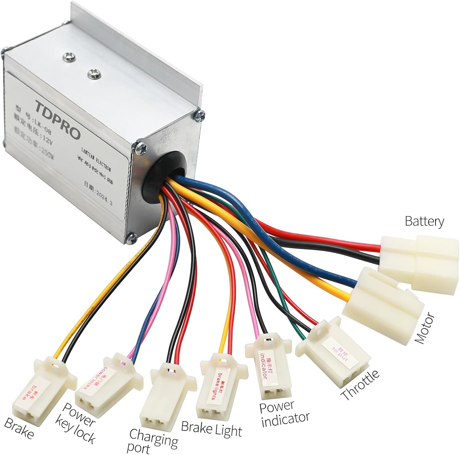 TDPRO 12V 250W Brush Motor Controller LK-08 for Electric Vehicle Moped Scooter E-Bike Electro-Tricycle
