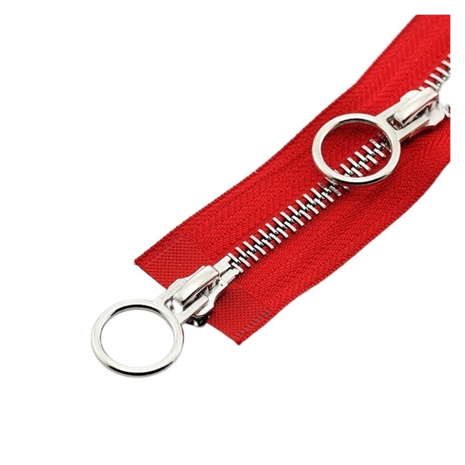 Zipper 1PC Zip Zipper Jacket Double Slider DIY Sewing Circle Sliders Garment Accessories(Red,70cm)