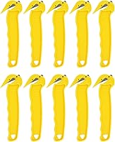 Thornton's Disposable Film Cutters (10 Pack) - Sharp Steel Blade, Hidden Safe Design for Shrink Wrap, Stretch Wrap, Tape & Straps, Yellow
