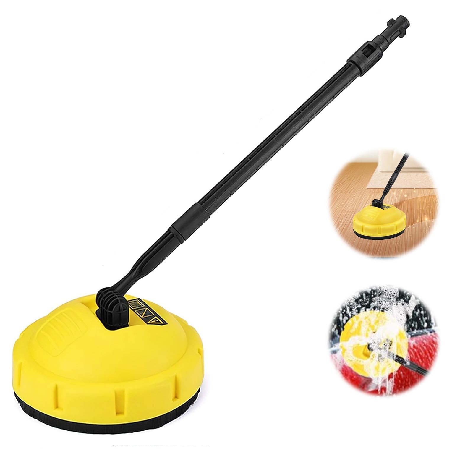 High Pressure Patio Cleaner for Karcher K1-K7,Patio Cleaner Pressure Washer,Pressure Washer Rotating Attachment with Long Handle,Dirt Cleaner Scrubber for Deck,Car Cleaning (Yellow)