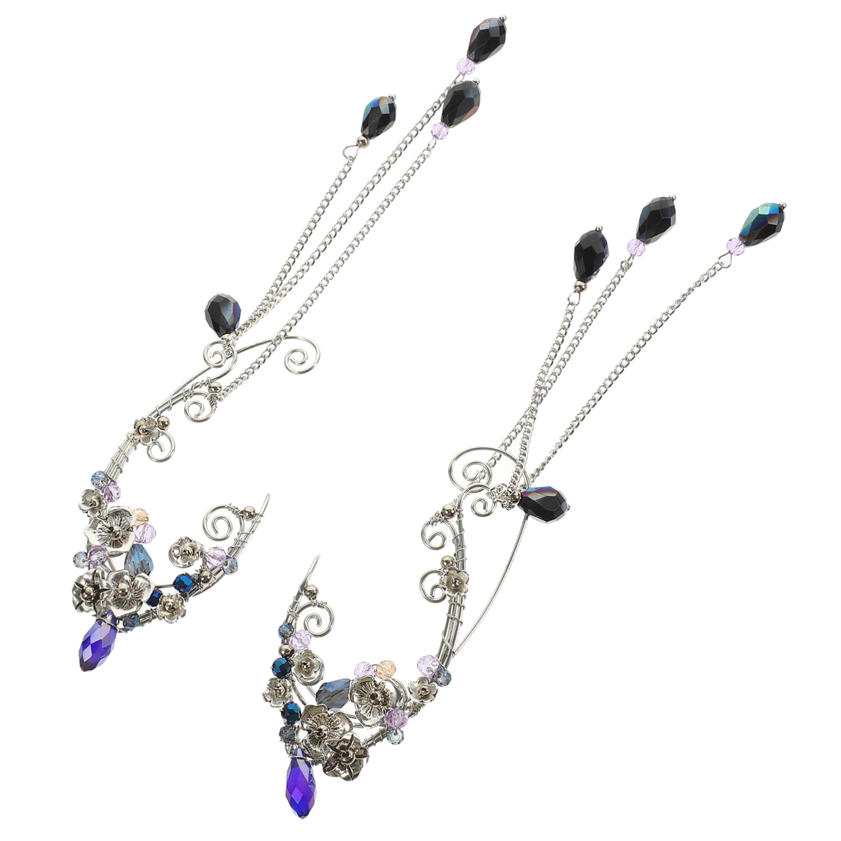 Clip per orecchie da elfo graziosi orecchini per le donne polsino con ala di perle earrings for women bow earrings polsino dell'orecchio per le donne orecchio da elfo lega