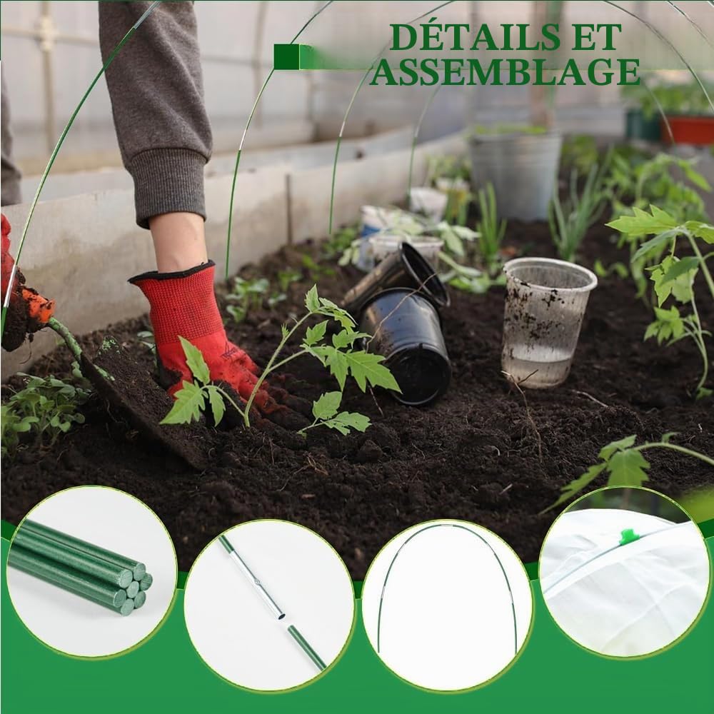 Lot de 70 Arceau pour Serre Tunnel,Cerceau pour Serre de Jardin,Arceau de Jardin,Kit De Maison De Cerceau De Jardin,Arceau pour Tunnel Serre de Jardin,Garden Arceaux pour Serre Tunnel