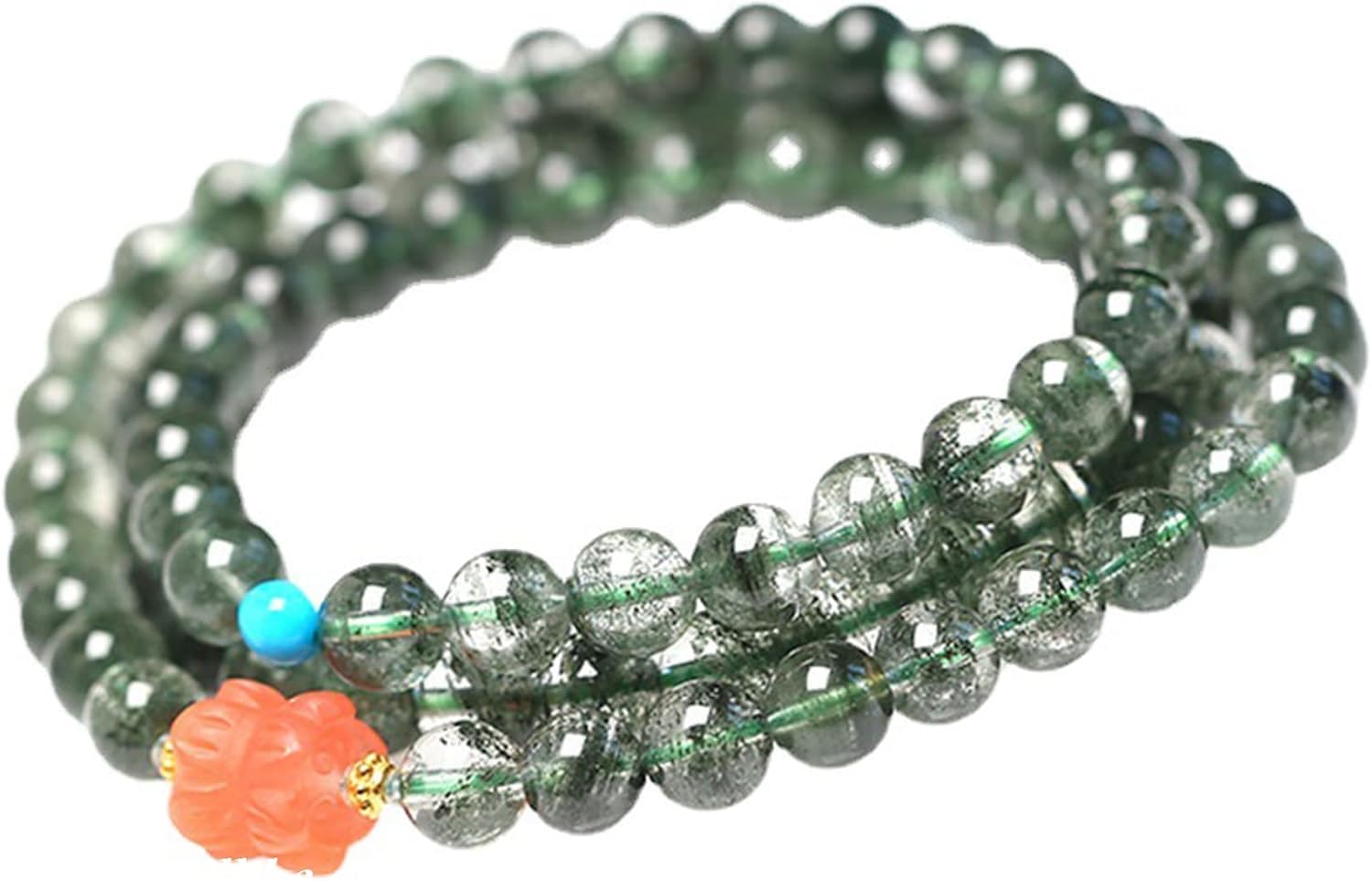 YDYDTTKD Pulsera de Cuentas, Pulsera de Cuarzo Verde Natural, Pulsera de Cuentas de 6,5 mm para Mujer, Pulsera de Cristal Multicapa, Chakra Reiki, atrae Dinero patrimonial
