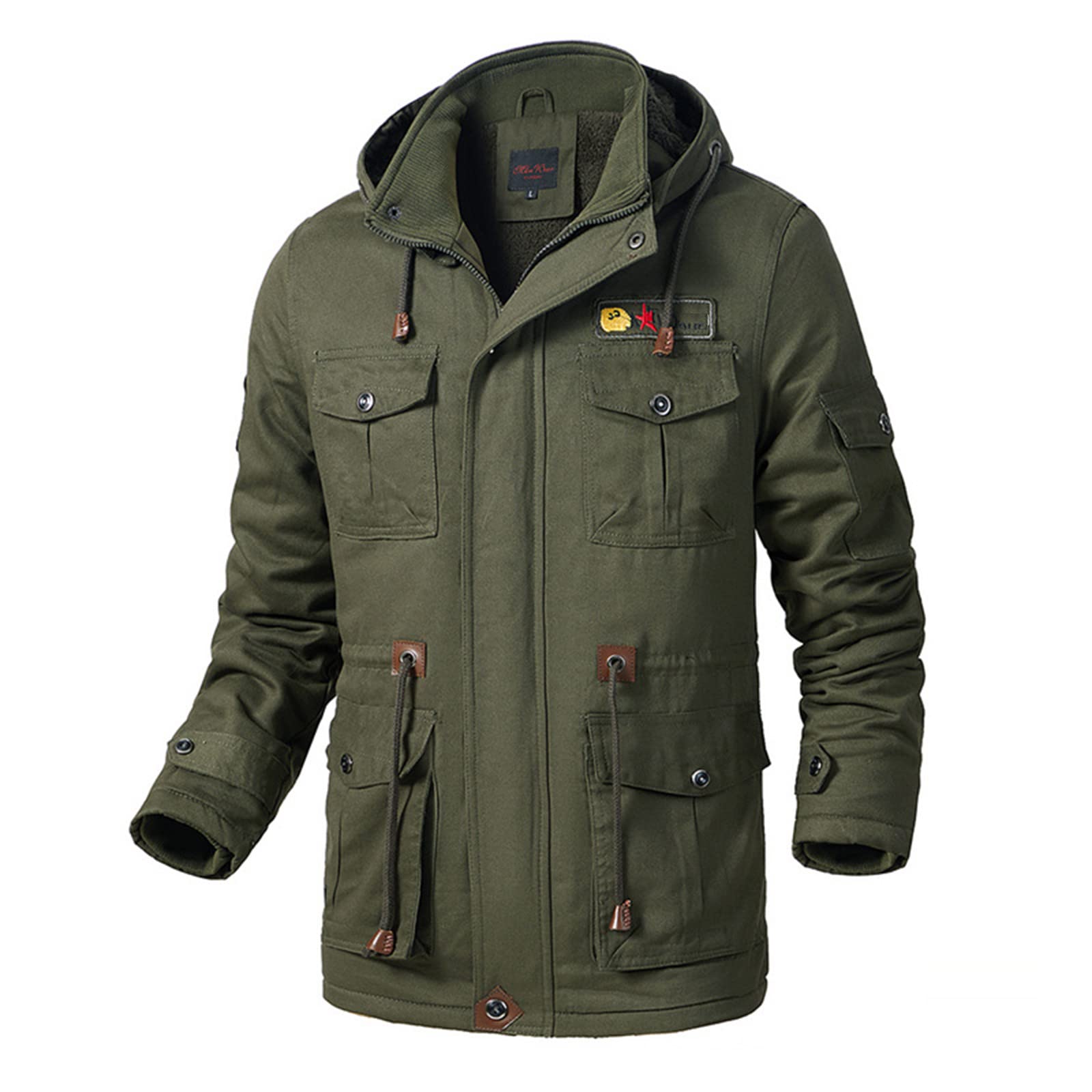 Chaqueta militar impermeable para hombre, chaqueta de forro polar de invierno para hombre, cuello alto, chaqueta militar de algodón grueso, chaqueta de trabajo para hombre, abrigo de parka