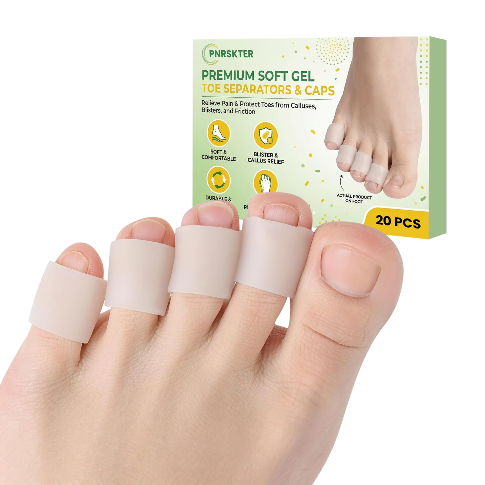 20 PCS Protectores de dedos del pie, Protector Dedos Pie, Protector de dedo del pie de gel, para ampollas, maíz, uñas de los pies, pérdida de las uñas, alivio del dolor de fricción y mucho más