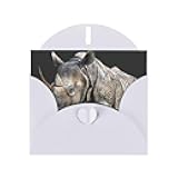 HDSKFNS Animal Rhino Print Greeting Cards 6x4 Inch Pearl Paper Cards With Envelopes,For Birthday Wedding Sympathy