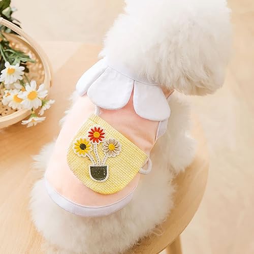 Miniatura 10 de Vestido para perro con manga abombada, amarillo limón, girasol, piña, a cuadros, ropa de verano para perros pequeños y niñas