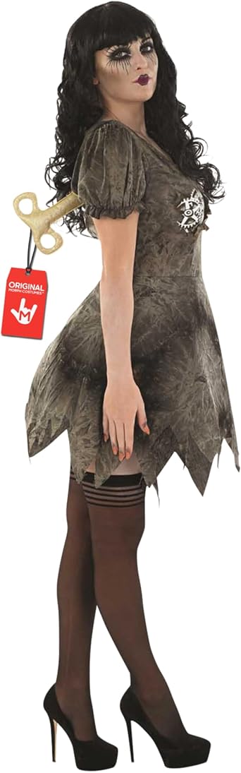 fun shack Womens Creepy Doll Halloween Costume, Wind Up Doll Outfit for Women, Spooky Doll Costume for Halloween