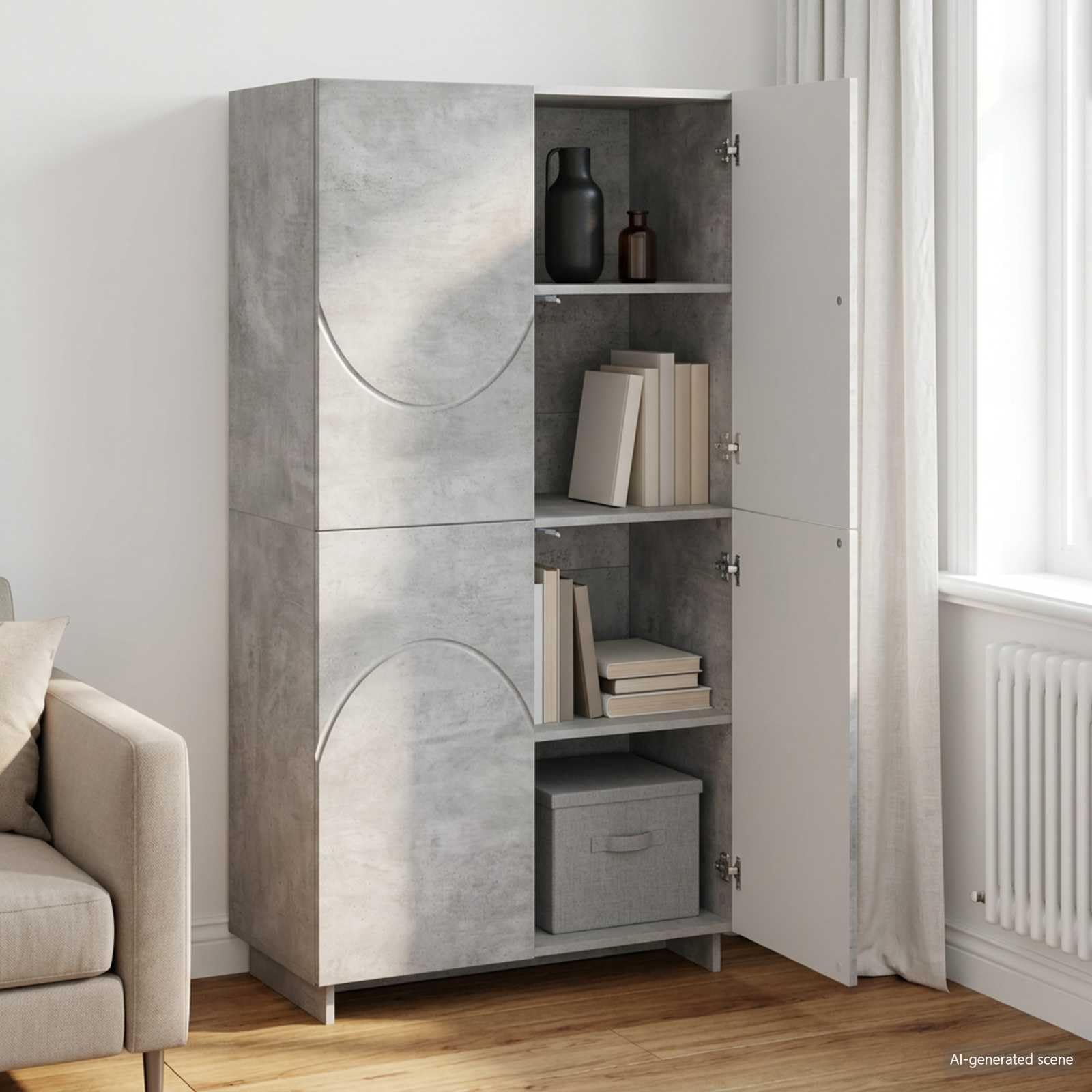 vidaXL Credenza Grigio Cemento 79 x 41 x 151 cm Legno ingegnerizzato