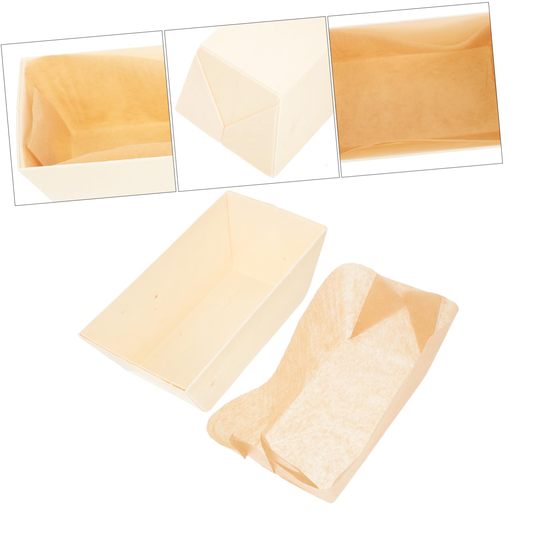 IMIKEYA 3-pc High Temp Cake Bread Box for Baking Banneton Proofing Basket Wooden Dessert Container Food Safe Microwave Freezer