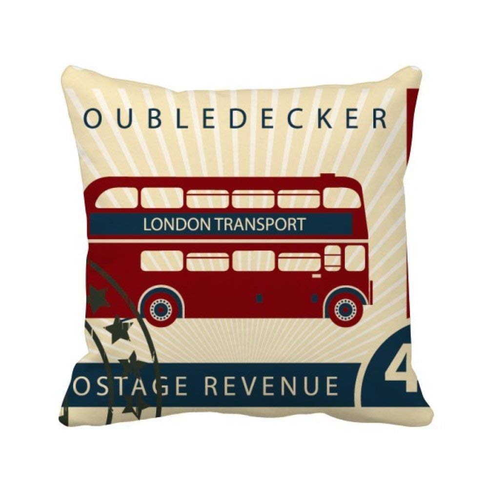 Coussin Londres timbre double-decker pour décoration salon canapé 40x40cm