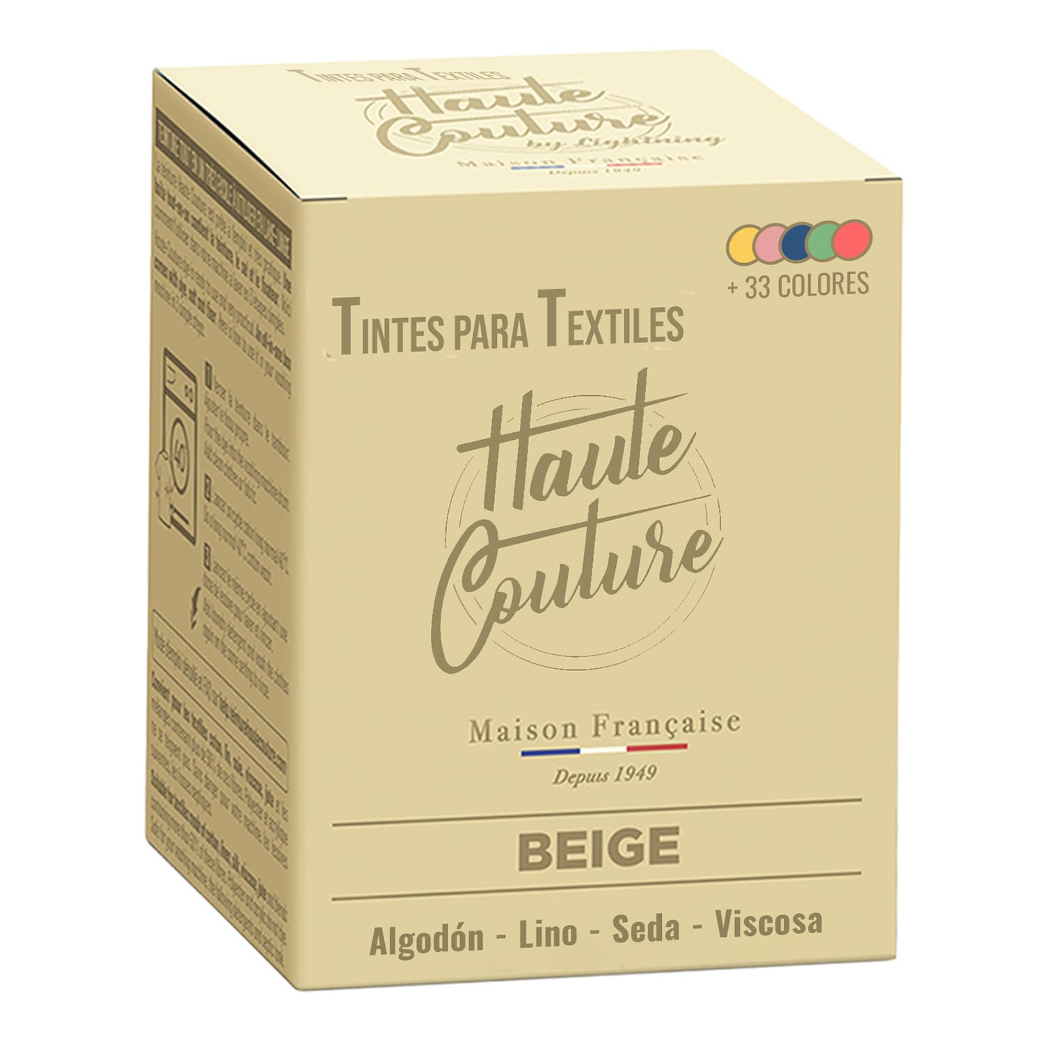 Haute Couture - Tinte para Ropa y Textil Beige - 350g - Tinte Textil Todo en uno - Listo Para Teñir Ropa y Tejidos
