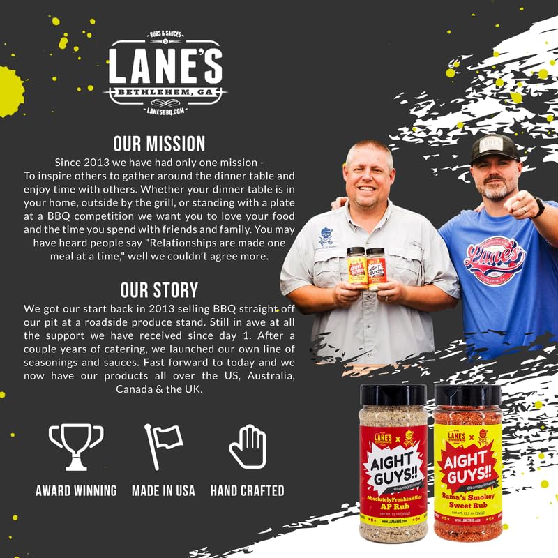 Miniatura 7 de Lane's Bama Grill Master - Condimentos y masajes para barbacoa de cerdo, multiusos AbsolutelyFreakinKiller Savory Spicy BBQ Rub Seasoning, fabricado