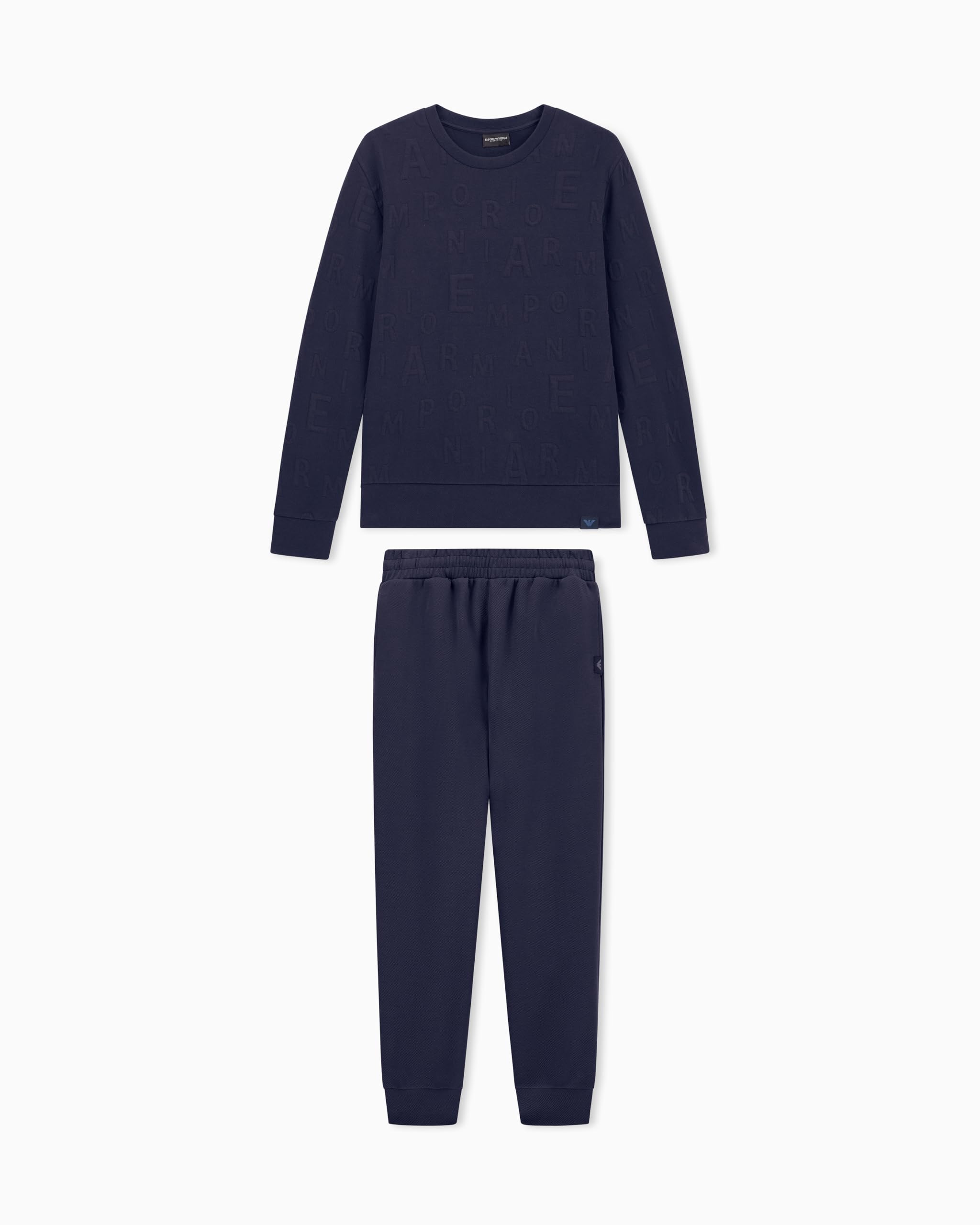 Emporio Armani Herren Blau Embossed Terry Tracksuit Trainingsanzug, Xl