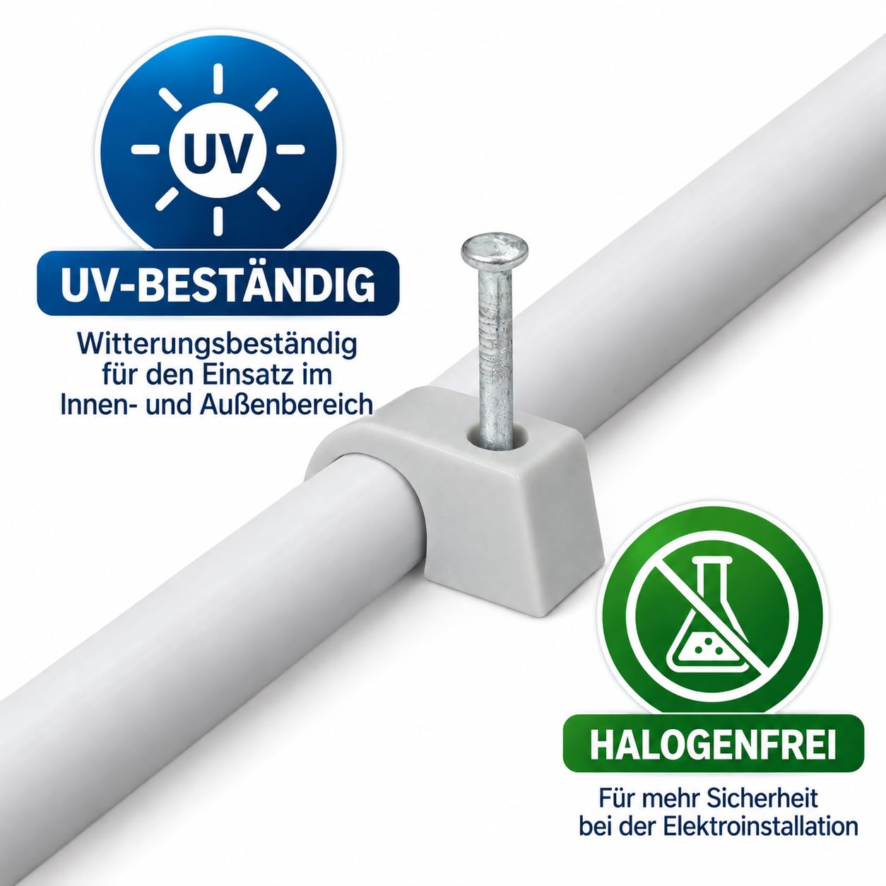 1000 Stk. Nagelschellen für Kabel Ø 4-7mm, Nagel 30mm - Kabelschellen