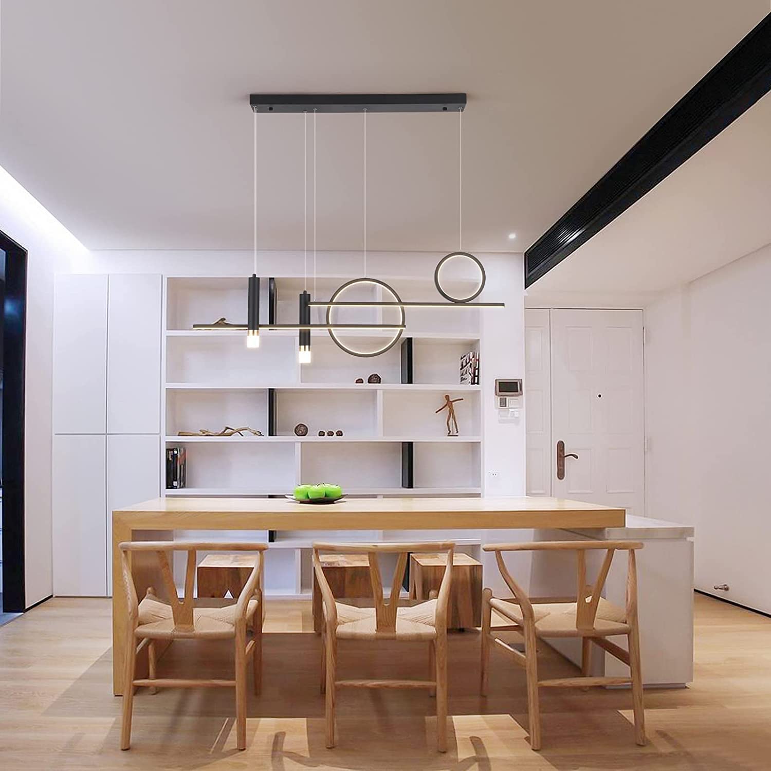 Eoodis Lámpara colgante para mesa de comedor, lámpara LED lineal moderna de 50 W, lámpara colgante lineal regulable, lámpara colgante ajustable para comedor, sala de estar, cocina