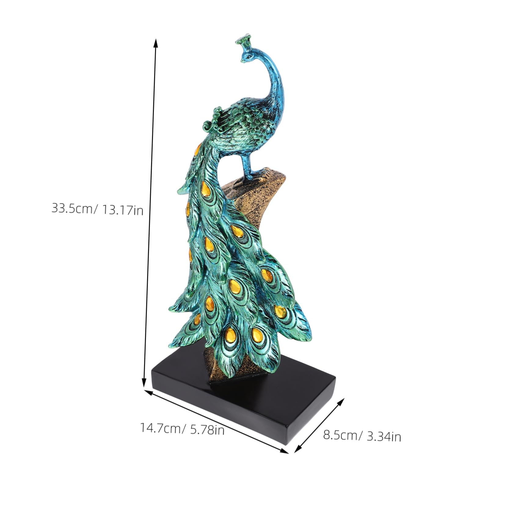 Statua di Pavone Realistico Blu in Resina Decorativa Ornamento da Giardino Scultura Raffinata per Giardino e Cortile per Decorazione Esterna