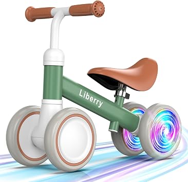 Liberry Baby Balance Bike Ride Toy for 1 2 Years Old Light Up Wheels, Green