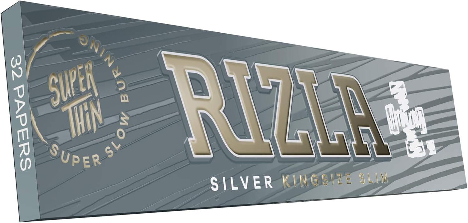 Rizla King Size Slim Silver Rolling Paper Full Box Of 50 Booklets