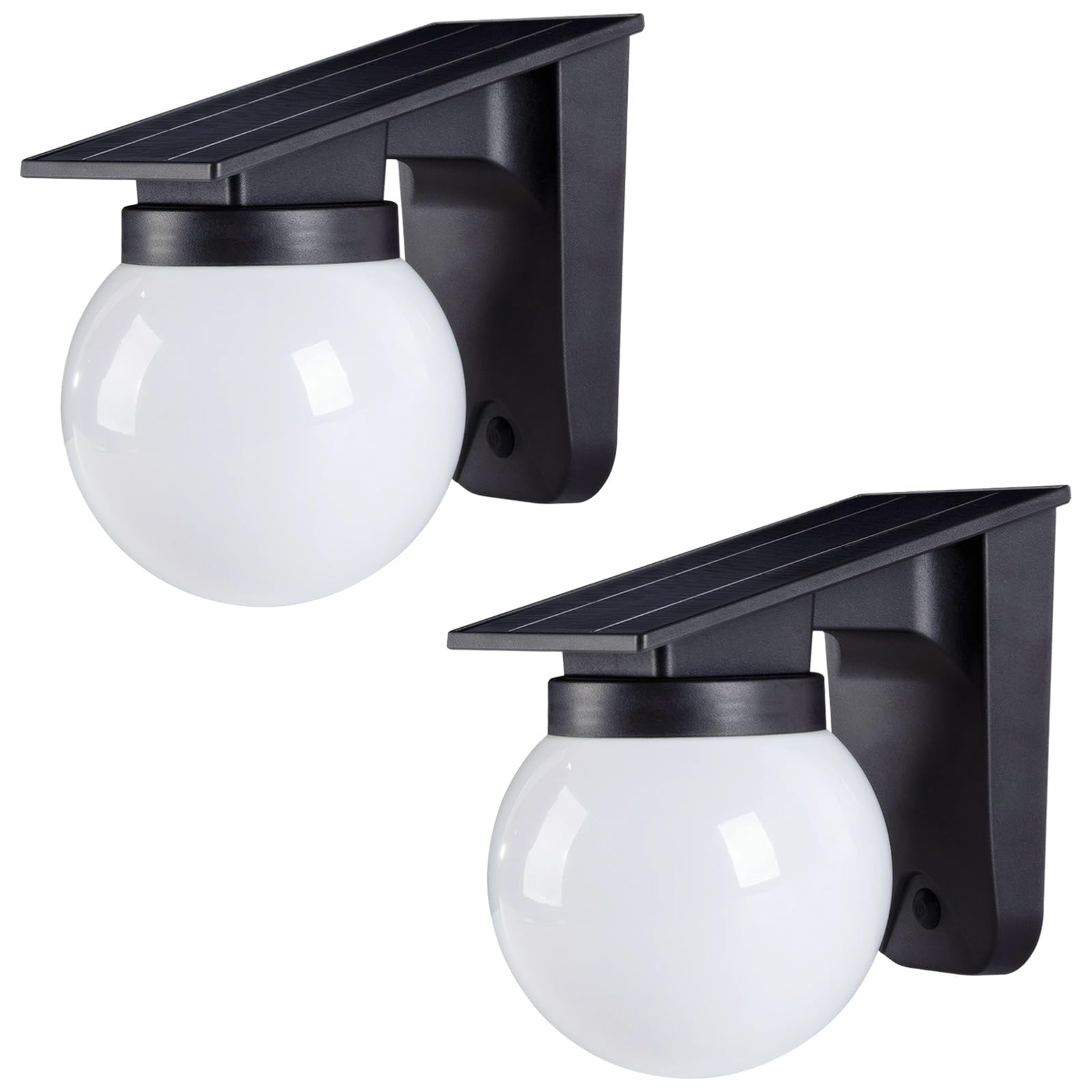 2 szt. solarne lampy ogrodzeniowe, zewnętrzne lampy solarne z 3 trybami oświetlenia, czarno-białe globusy do dekoracji ogrodu, patio i podwórka