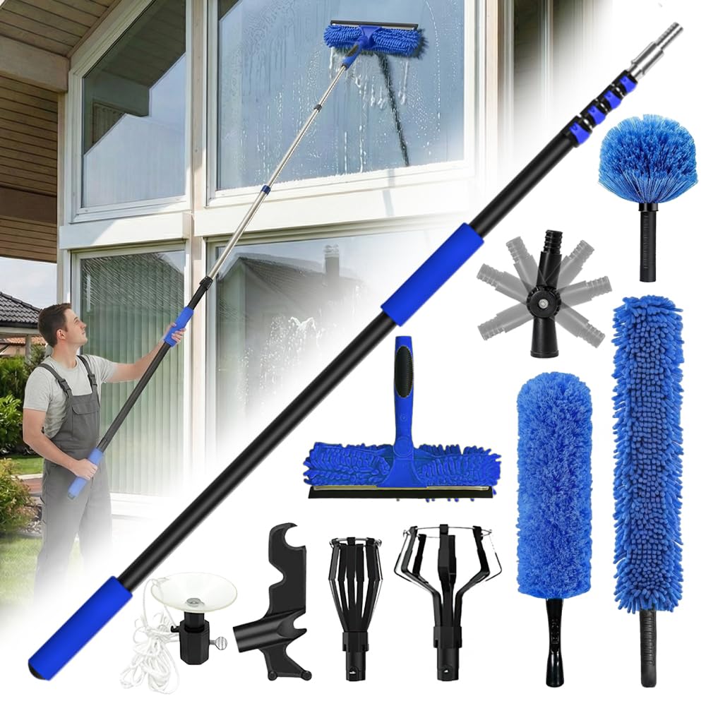 Kit de nettoyage léger et durable avec serrure sécurisée et manche de 7,3 m HoldOneLight