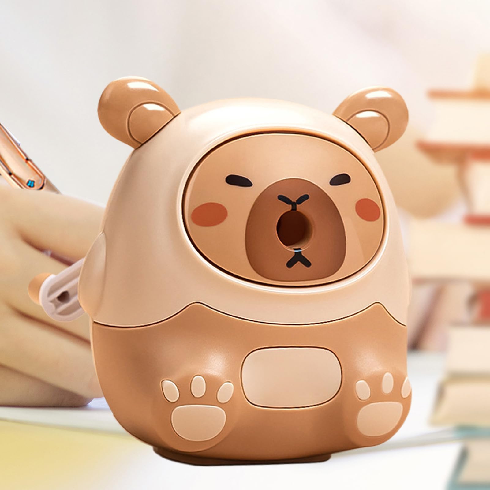 Temperamatite Per Bambini - Temperamatite A Manovella Con Design A Forma Di Trottola Per Scuola,Taglierina a Manovella con Design Cartone Animato a Forma di Capibara per Arte del Disegno