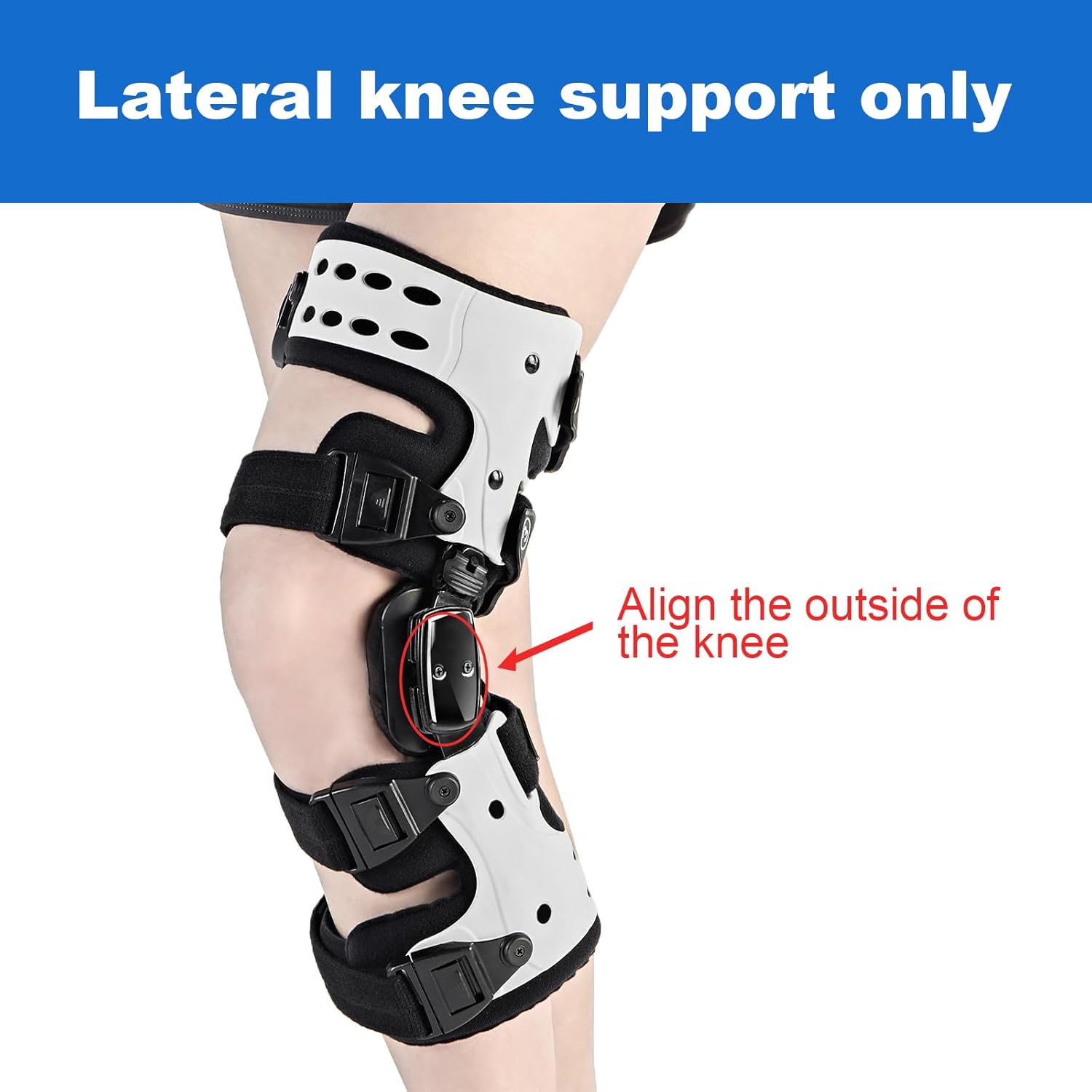 OA Unloader Knee Brace - Arthritis Pain Relief, Osteoarthritis, Bone on Bone Knee Joint Pain, Cartilage Defect Repair, Avascular Necrosis Hinged, Degeneration (White Left) - Image 7