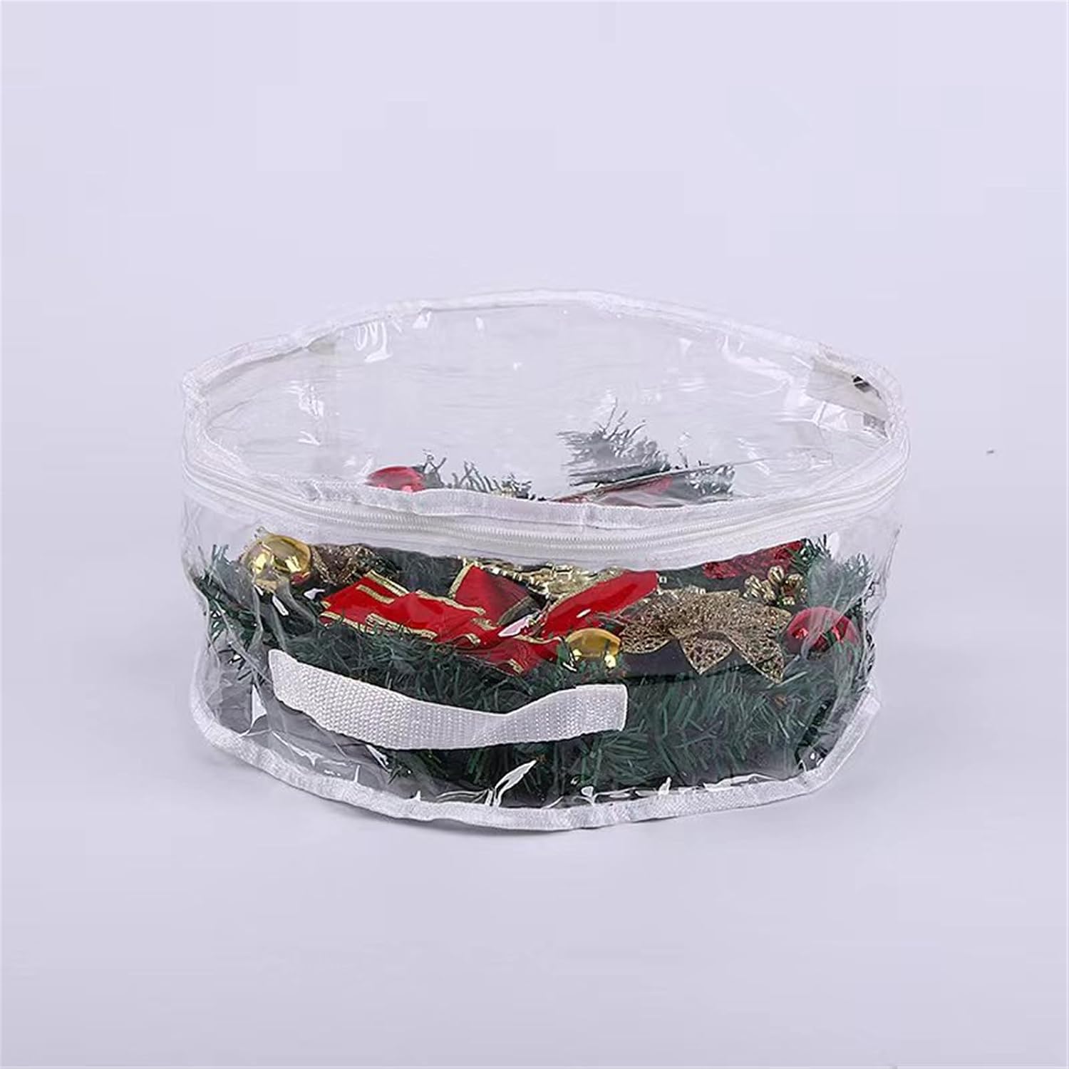 Clear PVC Christmas Wreath Storage Bag with Handle Impermeable Zippered Sorter for Holiday Decorations Clear Christmas Decoration Organiser with Zippers