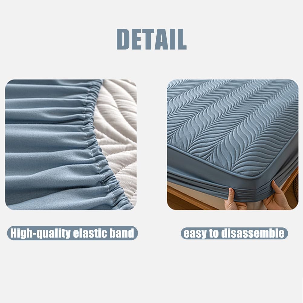 Khaki,150 * 200cmQUEEN,LDLCYCN Waterproof Mattress Protector Queen King Size Fitted Sheet with 360° Elastic Band Breathable Noiseless Mattress Pad Cover with 10In Deep Pocket Bed Cover Washable