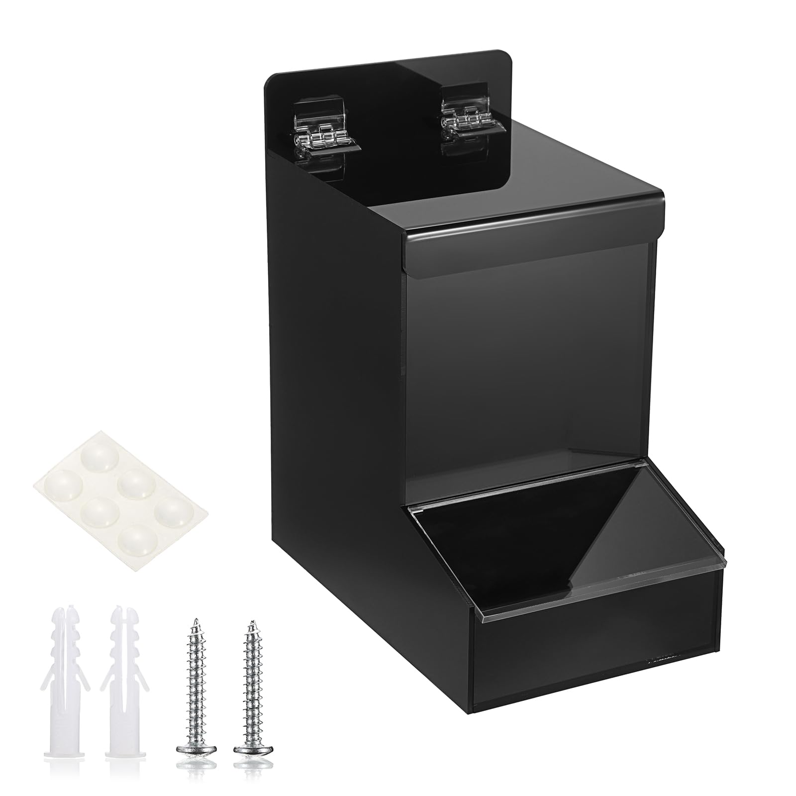 Sumnacon Acrylic Dispenser-Countertop Storge Container for Candy Shoe Covers Golves Hairnets Earplugs,Black Laundry Pod Dispenser with Lids,Wall Storage Dispenser for Laundry Room Pantry Office Store